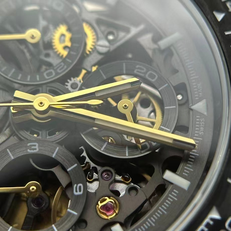 Daytona Black Gold Carbon Fiber Open-Case Design
