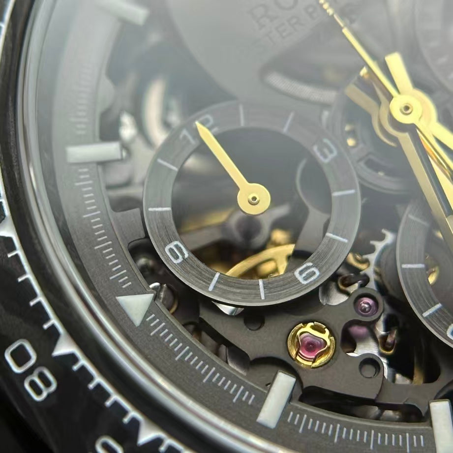 Daytona Black Gold Carbon Fiber Open-Case Design
