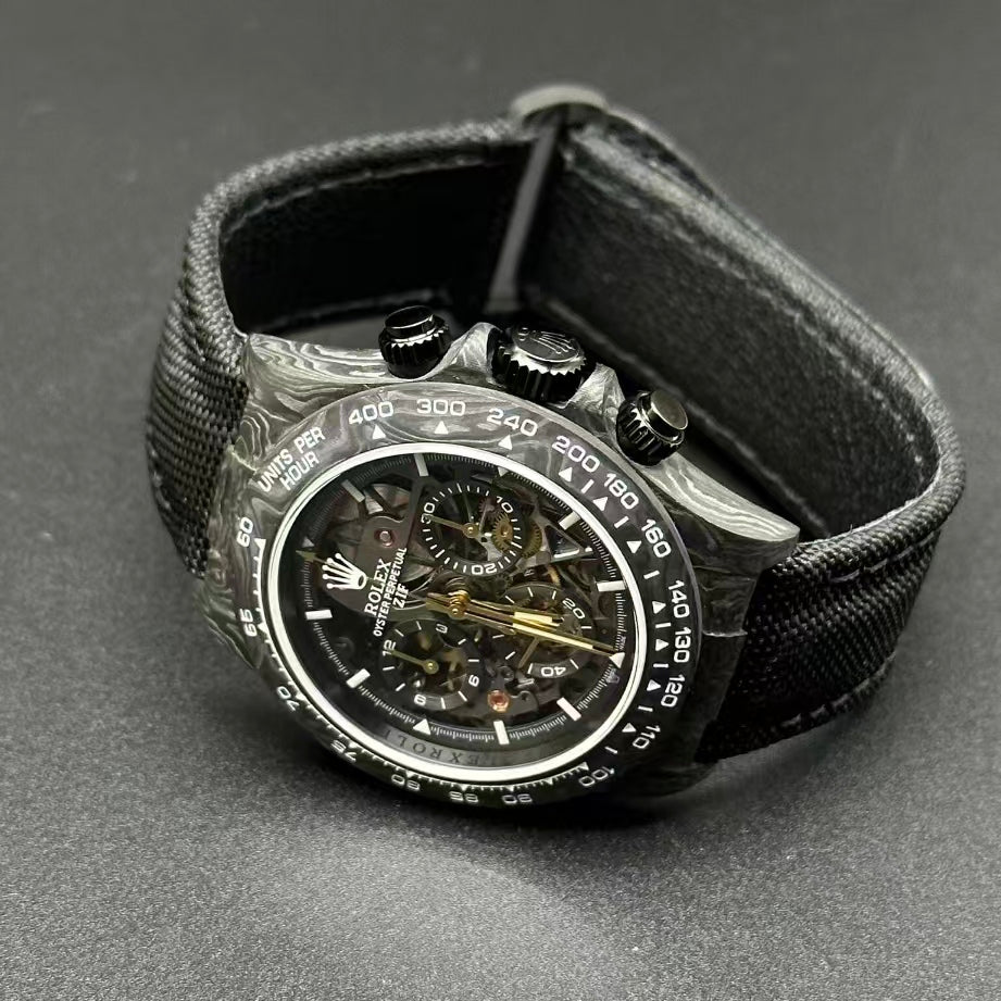 Daytona Black Gold Carbon Fiber Open-Case Design
